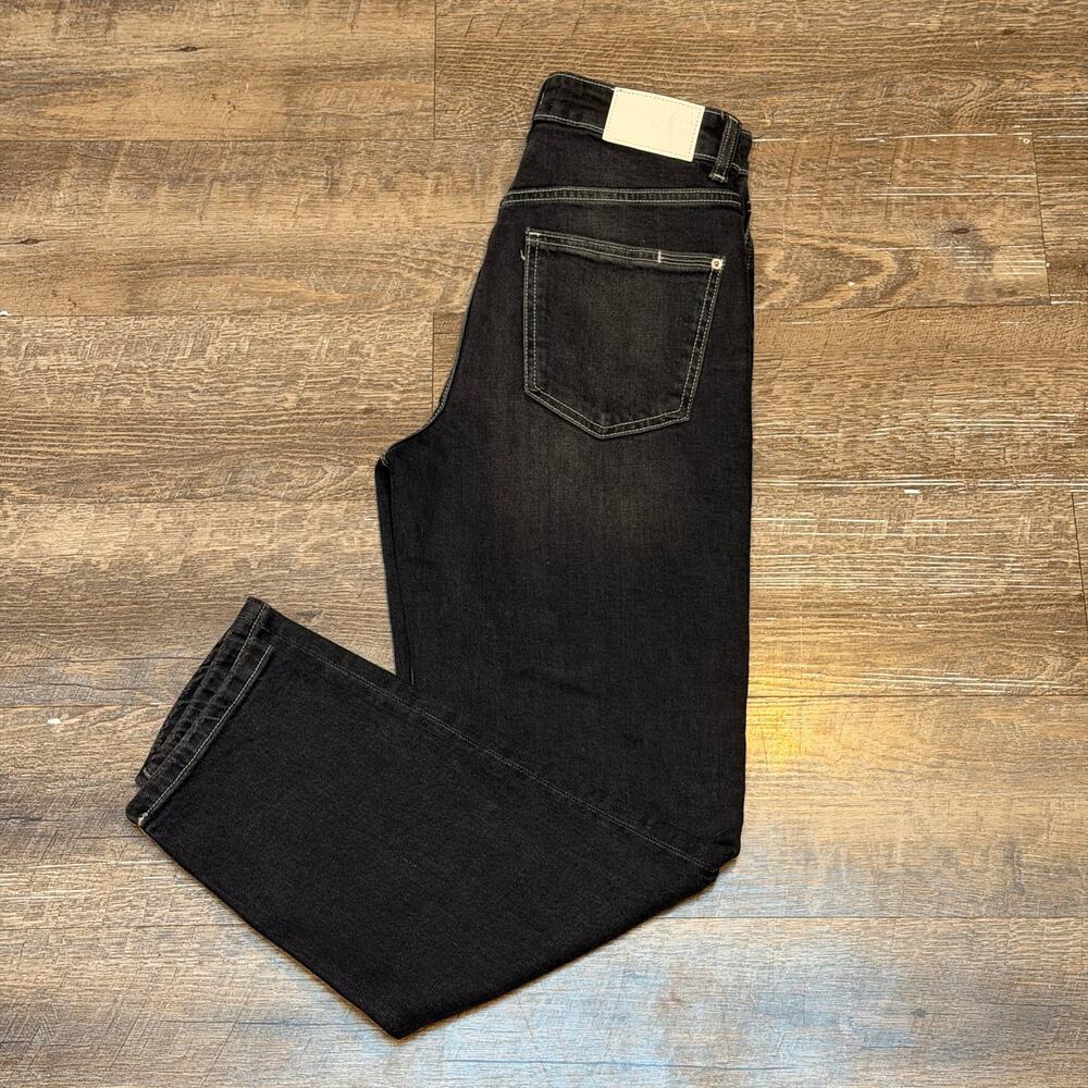 NWT Zara Mom Fit Black Contrast Stitch High Waisted Jeans Womens Size 4 US